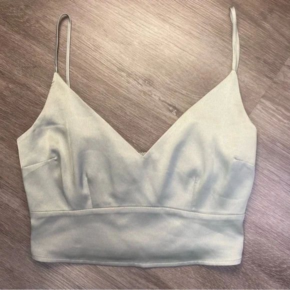 Abercrombie & Fitch Sage Green Smocked Top Xtra Small - Picture 2 of 9